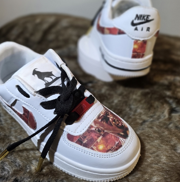 Nike Kids White Sneakers with Black and Red Accents